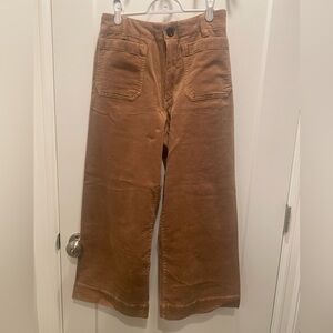 Quince Warm Brown Corduroy Cropped Trousers - Organic